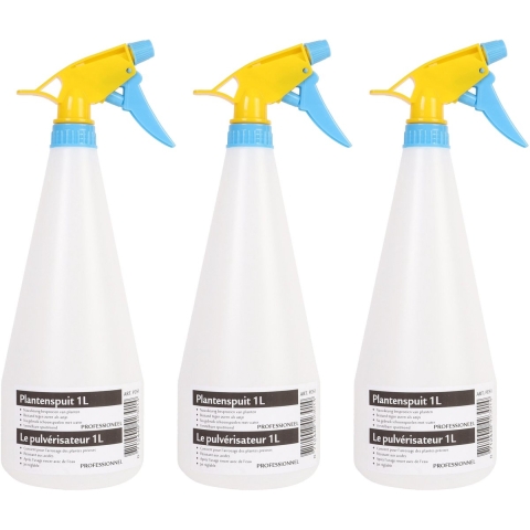 10x Plantenspuiten/waterspuiten 1 liter transparant/geel/blauw -