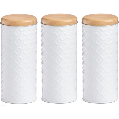 Zeller voorraad/bewaar blik voor koffiepads - 5x - wit - 18 x 7,5 cm - 1 liter - opbergblik -