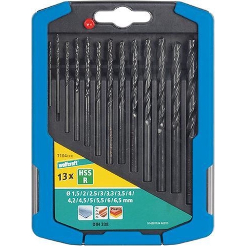 Wolfcraft Metaalboorset | HSS gewalst | Ø1,5-6,5mm | 13-delig | 1 set - 7104000