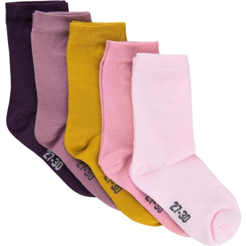 Minymo Sokken - 5-pack - Roze/Geel/Paars - Minymo - 19/22 - Sokken