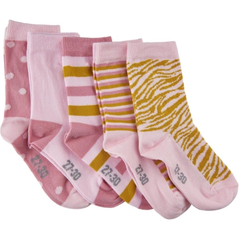 Minymo Sokken - 5-pack - Roze m. Strepe - Minymo - 19/22 - Sokken