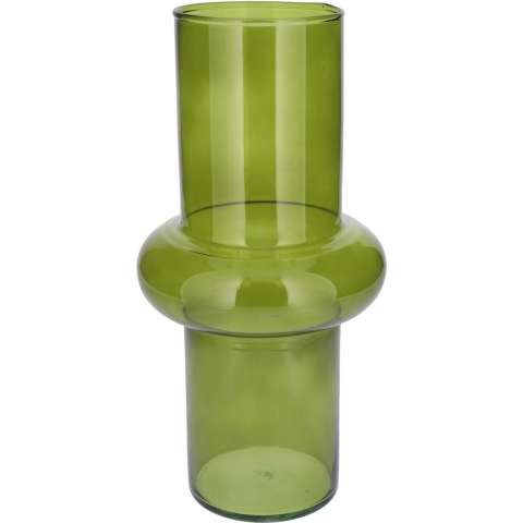 Bloemenvaas - groen - transparant gerecycled glas - D15 x H31 cm -
