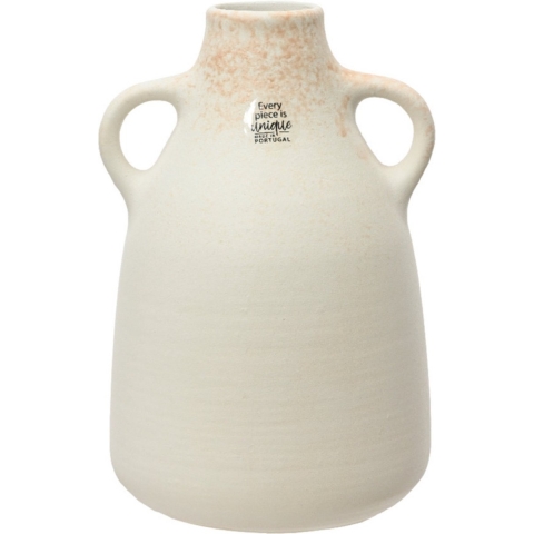 Vaas kruik model - terracotta - wit - D18 x H27 - vintage -