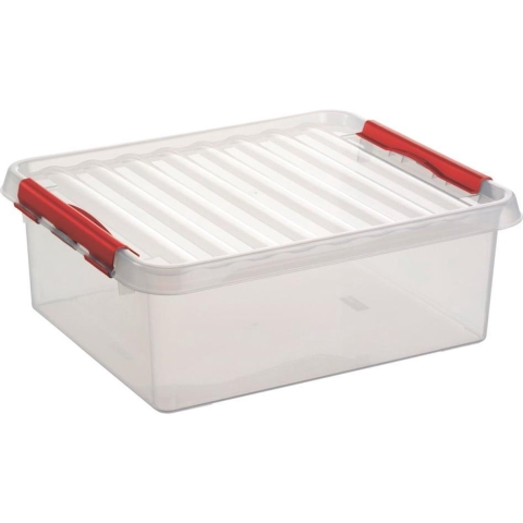 Sunware Q-Line opberg box/opbergdoos - 25 liter - 50 x 40 x 18 cm - kunststof - transparant -