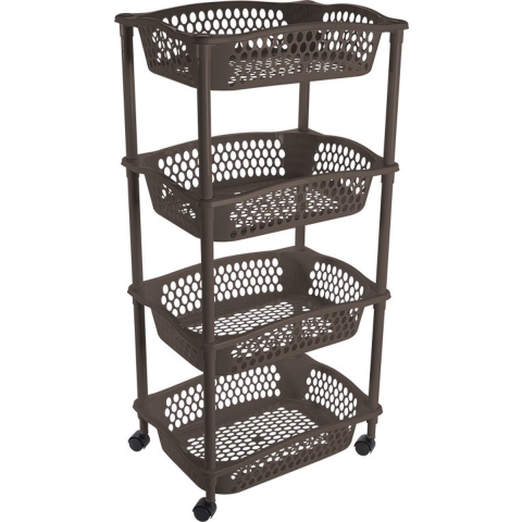 Keuken opberg trolley - 4 manden - cappuccino bruin - 86 x 41 cm - roltafel -