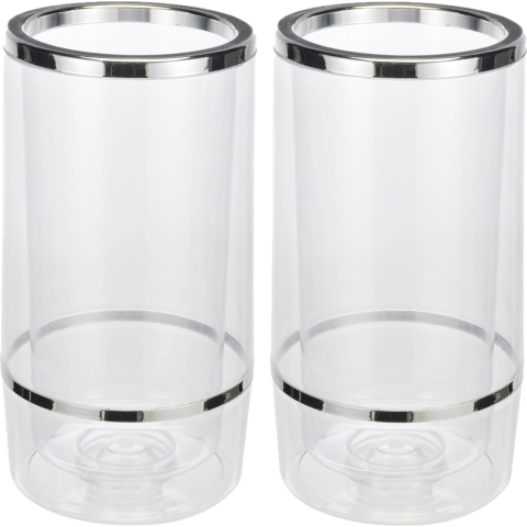 Set van 2x stuks wijnkoelers transparant kunststof 23 cm -