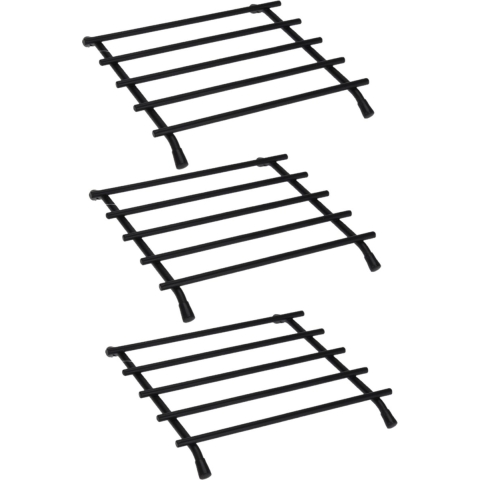 5x Metalen zwarte pannenonderzetters vierkant 20 cm -