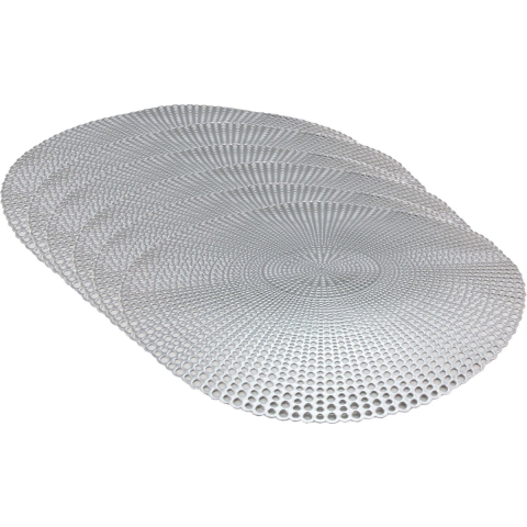 Set van 6x stuks ronde placemats zilver 40 cm van kunststof -