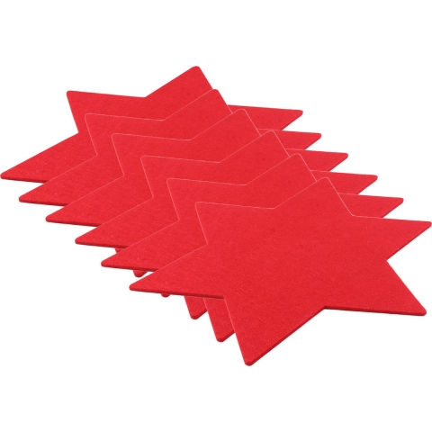 Set van 8x stuks ster vormige placemats rood 25 cm van kunststof -