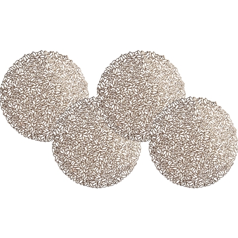 Set van 6x stuks ronde gedecoreerde Placemats metallic koper look diameter 38 cm -