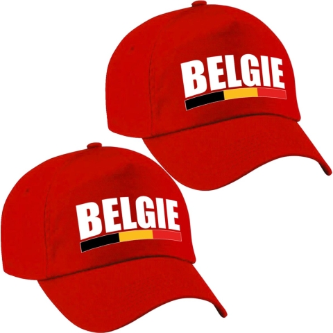 2x stuks belgie landen pet/baseball cap rood volwassenen -