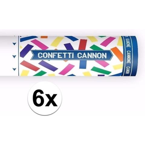 6x Confetti kanon kleuren mix 20 cm -