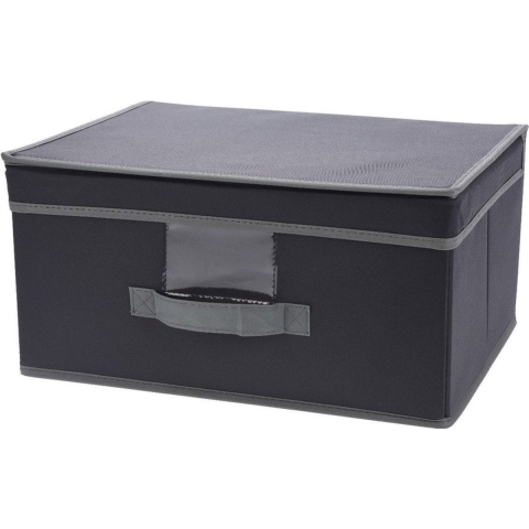 3x Grijze opbergdozen/opbergboxen met vaste deksel 39 cm -