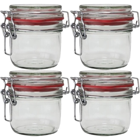 4x Weckpotten/inmaakpotten 200 ml met beugelsluiting -