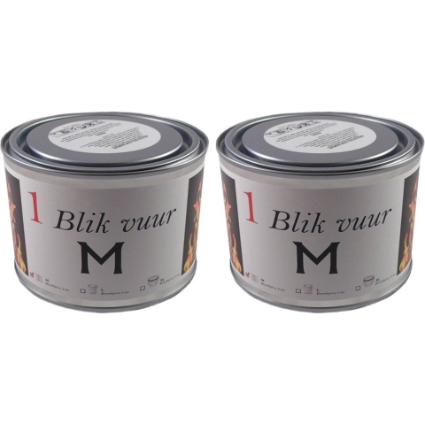 2x Tuinfakkels vuur verlichting in blik 11 x 7,5 cm 4 branduren -