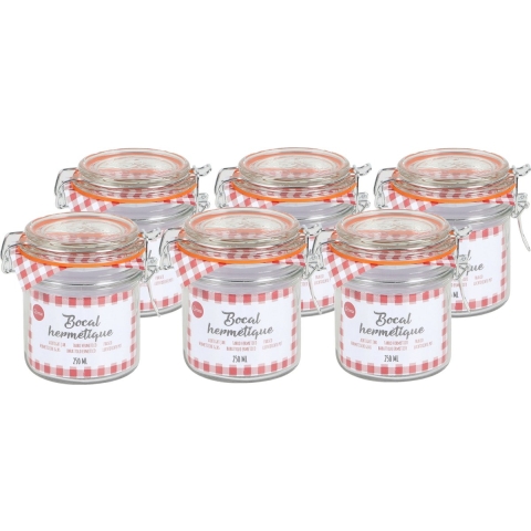 Weckpot/inmaakpot - 6x - 250 ml - glas - met beugelsluiting - D8.5 x H10 cm -
