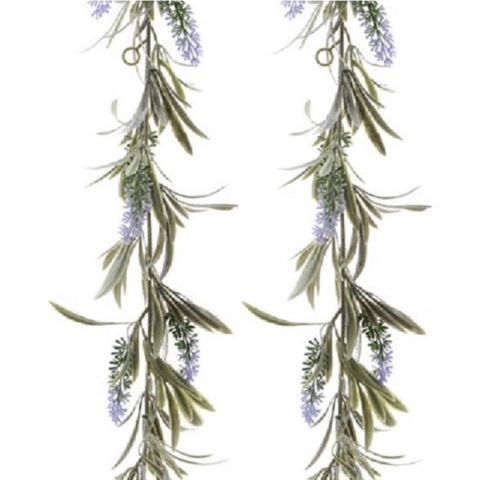 Lichtpaarse lavendel kunsttak kunstplanten slinger - 2x - 180 cm -