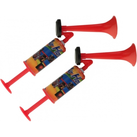 Stadion toeter/luchthoorn met handpomp - 5x - op luchtdruk - 40 cm -