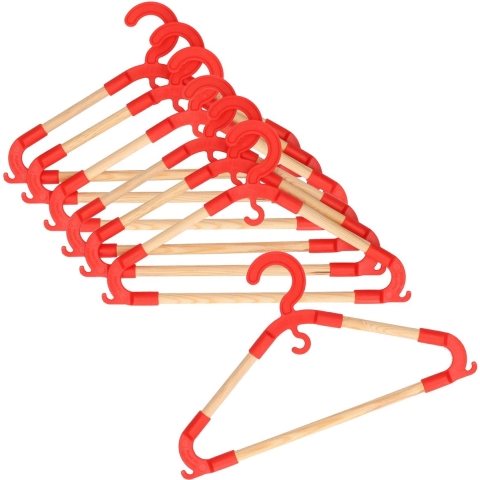Storage Solutions kledinghangers voor kinderen - set van 18x - kunststof/hout - rood -