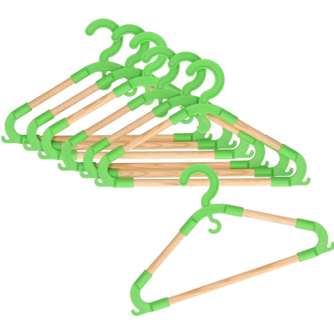 Storage Solutions kledinghangers voor kinderen - set van 18x - kunststof/hout - groen -