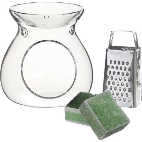 Amberblokjes/geurblokjes cadeauset - dennen geur - inclusief geurbrander en mini rasp -