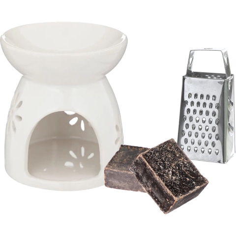Amberblokjes/geurblokjes cadeauset - musk geur - inclusief geurbrander en mini rasp -
