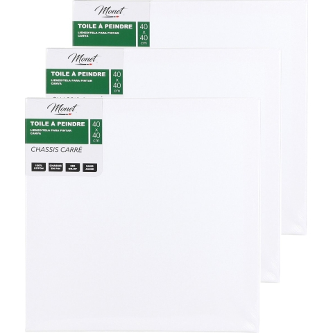 Canvas schilderij doek/paneel - 3x - schilderdoeken - wit - 40 x 40 cm -