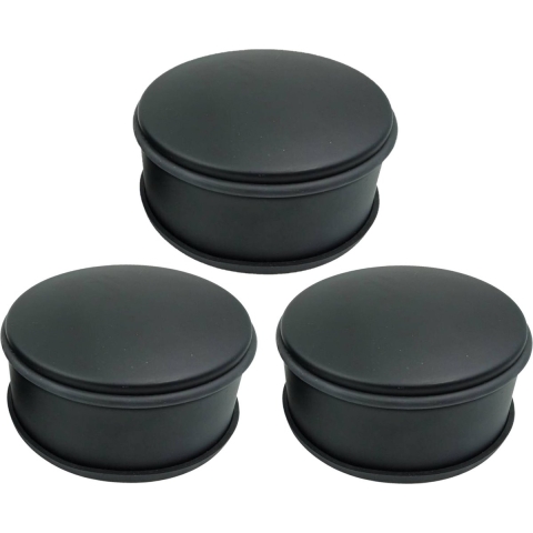 Deurstopper/deurbuffer rond - 3x - mat zwart - 1.2 kg - 12 x 6 cm -