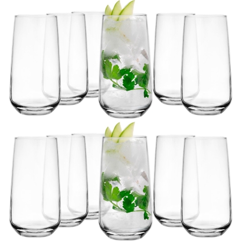 Longdrinkglazen - 12x - Tumblers - 430 ml - glas - waterglazen -