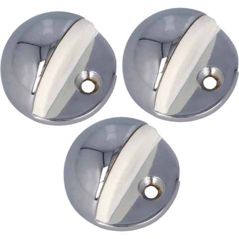AMIG Deurstopper/deurbuffer - 3x - D45mm - inclusief schroeven - verchroomd -