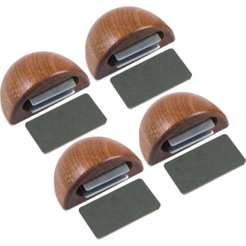AMIG Deurstop/deurmagneet - 4x - D48mm - zelfklevend - mahonie - kunststof -