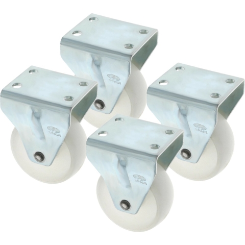 AMIG bokwiel/transportwiel - 4x - D60mm - polyamide - 60kg - wit -