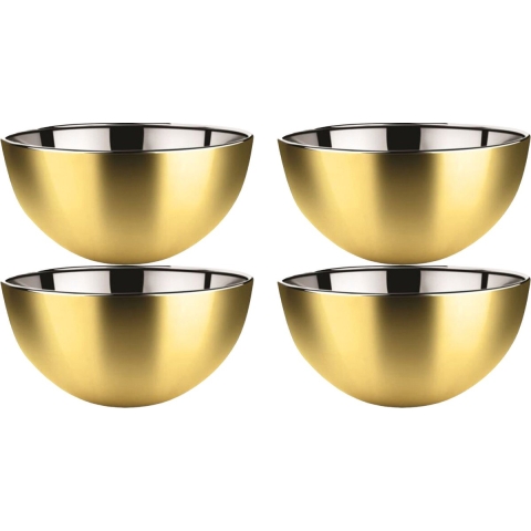 Kommetjes/schaaltjes - 4x - mat goud - RVS - D13 x 7 cm - serveerschalen -