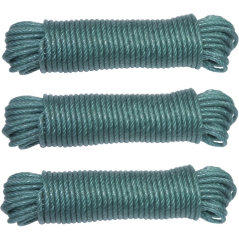 AMIG paracord touw - 3x - 10 meter - D5mm - 110kg - PE/PVC - groen -