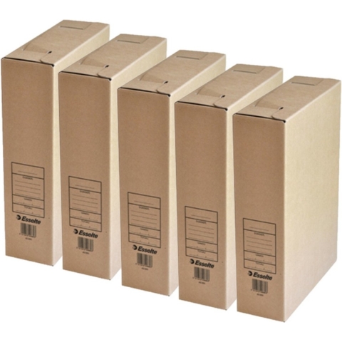 Kantoor archiefdoos - 5x - karton - bruin - 23 x 32 cm - A4 formaat - kantoor artikelen -