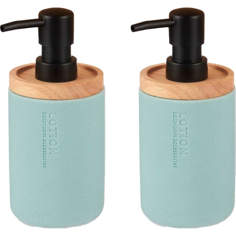 Luxe zeeppompje/dispenser Lotions - 2x - zeeblauw - polyresin - 18 x 8 cm - 300 ml -