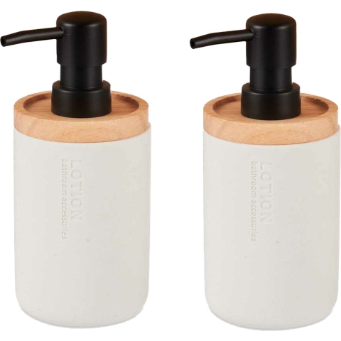 Luxe zeeppompje/dispenser Lotions - 2x - mat wit - polyresin - 18 x 8 cm - 300 ml -