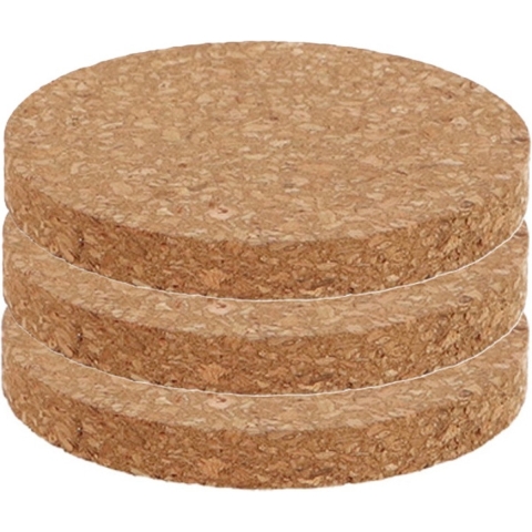 Esschert Design plantenonderzetter - 3x - kurk - D13 x H1 cm -