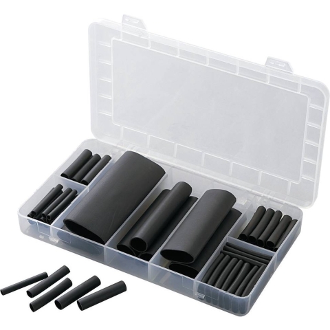 TRU COMPONENTS 1566305 Krimpkous assortiment Zwart Krimpverhouding:3:1 52 onderdelen