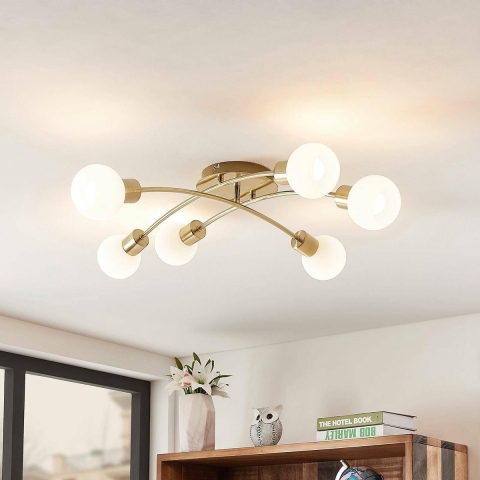 Lindby - Agmar 6 Plafondlamp Brass