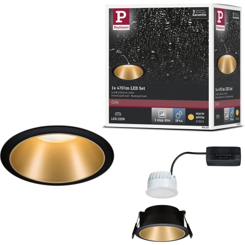 Paulmann 93403 Cole Coin Inbouwlamp LED 6 W Zwart, Goud