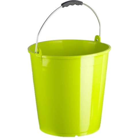 Set van 3x stuks lime groene schoonmaakemmers/huishoudemmers 15 liter 32 x 31 cm -