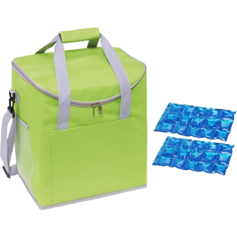 Grote koeltas groen met 2 stuks flexibele koelelementen 27 liter -