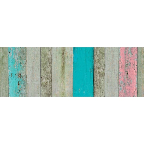 Decoratie plakfolie houten planken look groen/bruin/roze 45 cm x 2 meter zelfklevend -