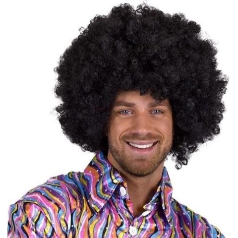 2x stuks grote afro verkleed pruik zwart -