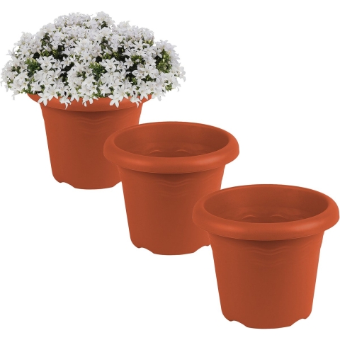 Hega Hogar Plantenbak - 6x - Terra cotta - kunststof - D18 x H14 cm -