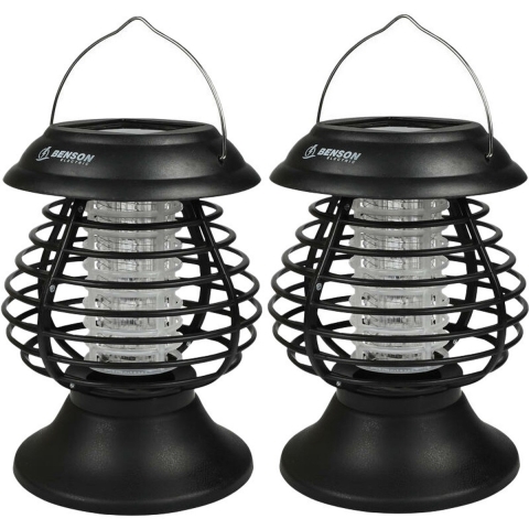 Muggenlamp solar - 2x - UV-LED - 14 x 19,5 cm - insectenvanger - IP44 -