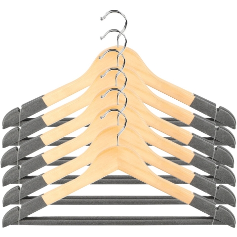 Kledinghangers Nordic - grijs - 12x stuks - hout -