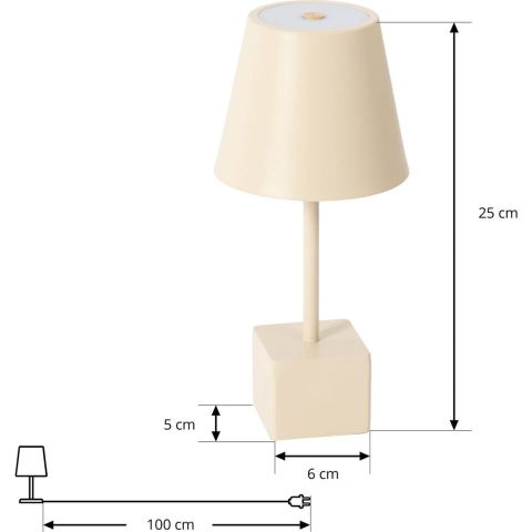 Lindby - Janea Cube Portable Taffellamp Dim. IP54 Beige