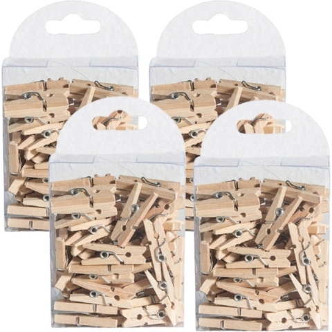 Chaks Hobby mini wasknijpers - 200x - naturel - hout- 2,5 cm -